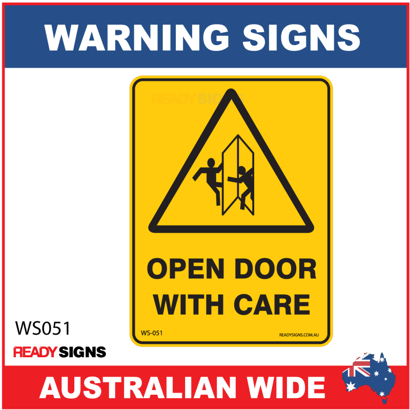 Warning Sign Ws051 Open Door With Care Ready Signs