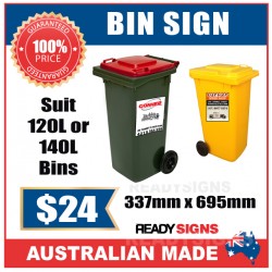 Bin Sign 690mmH x 330mmW to suit Industrial 120L to 140L Bins