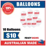 Balloons - UNDER NEW MANAGEMENT Double Sided White Balloons - Printed Red Text Pack of 10