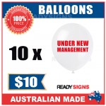Balloons - UNDER NEW MANAGEMENT Double Sided White Balloons - Printed Red Text Pack of 10