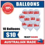 Balloons -  SALE - Double Sided White Balloons - Printed Red Text - Pack of 10 