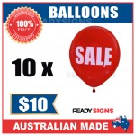 Balloons -  SALE - Double Sided Red Balloons - Printed White Text - Pack of 10 
